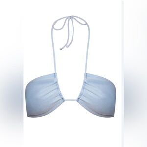 TJ SWIM HARPER CONVERTIBLE BIKINI TOP IN ICE BLUE; size M